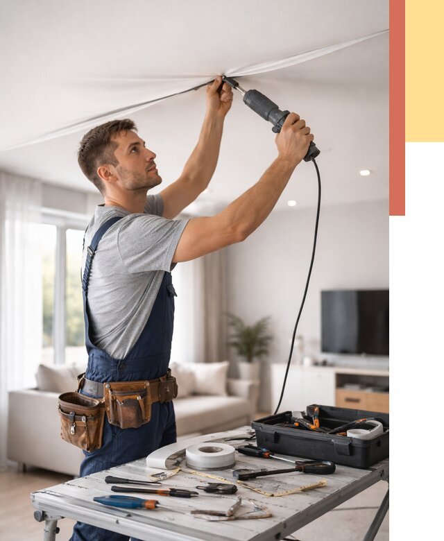 Ремонт натяжных потолков в Анапе от 9865 руб. под ключ — ОТДЕЛОЧНИК-Нпа