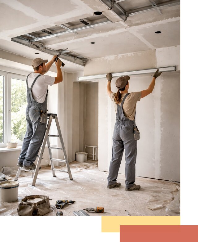 Монтаж многоуровневого потолка из гипсокартона в Анапе