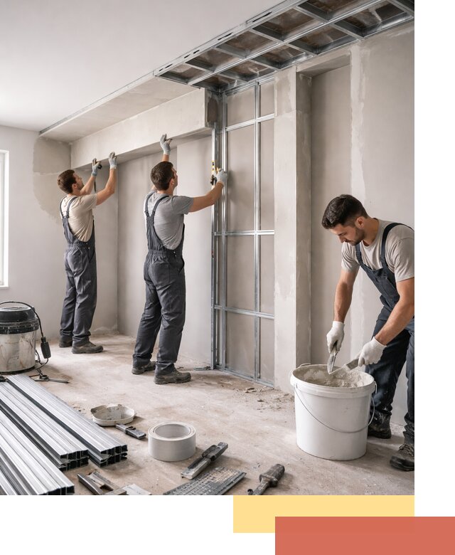 Монтаж потолка из гипсокартона с нишей в Анапе