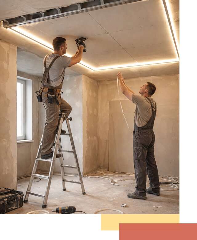 Потолок из гипсокартона с подсветкой в Анапе