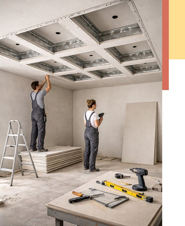 Кессонный потолок из гипсокартона в Анапе от 1921 руб. — монтаж и под ключ | ОТДЕЛОЧНИК-Нпа