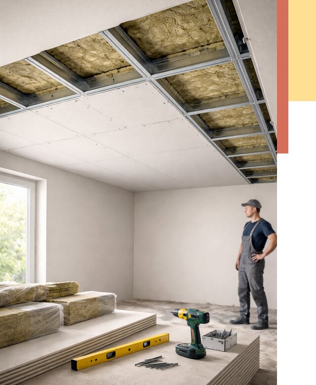 Звукоизоляция потолка ГКЛ в Анапе от 986 руб. — монтаж под ключ | ОТДЕЛОЧНИК-Нпа