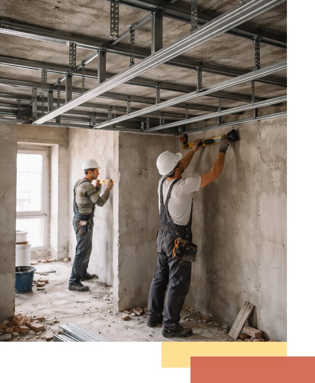 Монтаж каркаса потолка из профильного профиля в Анапе