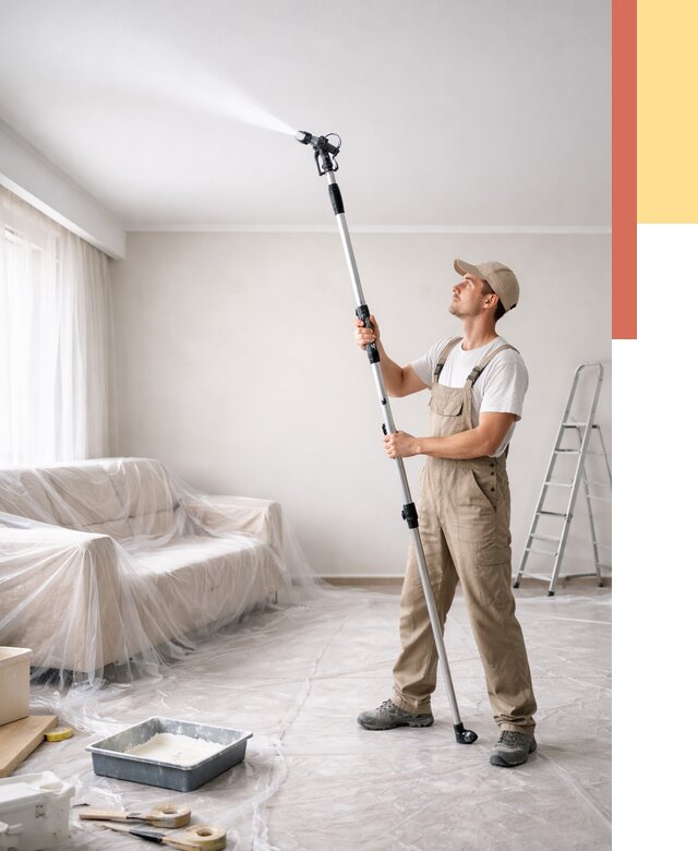 Покраска потолка краскопультом в Анапе от 4673 руб. быстро и недорого | ОТДЕЛОЧНИК-Нпа